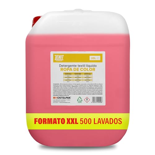 Hostelpak | 20L - Detergente líquido Ropa de Color, Lavandería profesional, Detergente ropa clásico, Detergente para el lavado de ropa