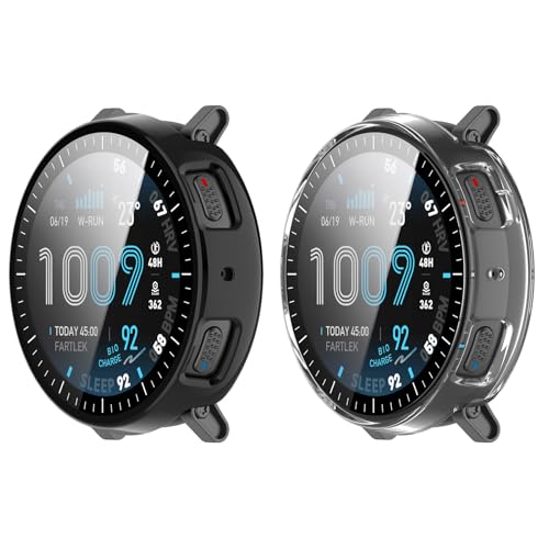 [2��] Amazfit Active Max �E�H�b�`�P�[�X�J�o�[ PC�f�ށ{�t�B���� �A�}�Y�t�B�b�g �A�N�e�B�u �}�b�N�X�J�o�[ ����HD�����K���X�X�N���[���v���e�N�^�[ Amazfit Active Max 48mm �p�P�[�X (�u���b�N+�N���A)