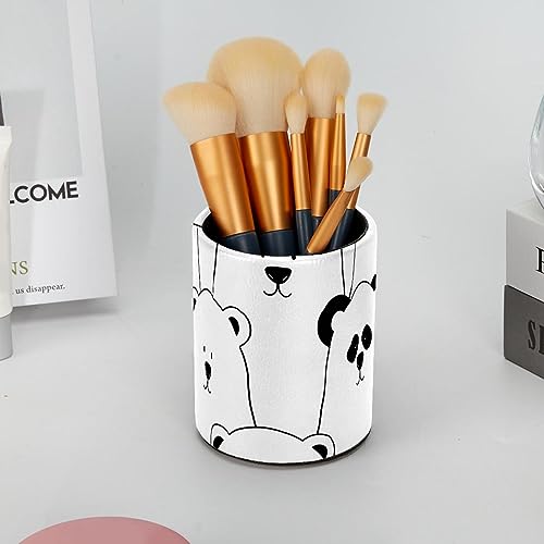 Pot à crayons de grande capacité en simili cuir ours blanc