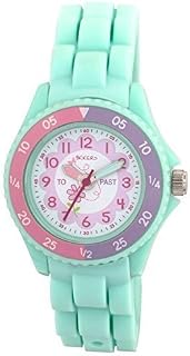 Tikkers Children's Girls Aqua Green Flowers Theme Silicone Time Teacher/Tutor Watch - NTK0004