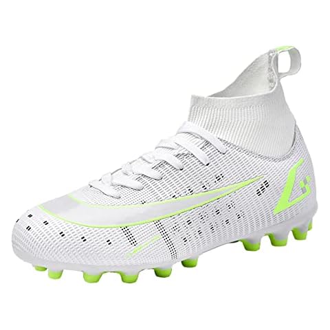 Men's Football Boots Boys Teenager Studs Spikes Football Soccer Shoes Professional Outdoor Cleats Turf Athletic Training Shoes Sports Sneakers White Cover