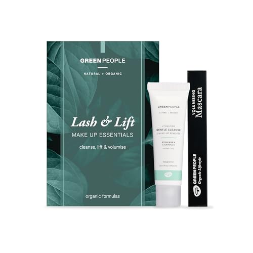 Green People Lash & Lift Mascara Gift Set - Natural Black Mascara & Remover - Long Lasting Colour - Sensitive Eyes - Pregnancy Safe, Gluten Free