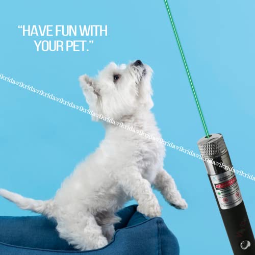 Image of VikriDA Green Laser Pointer Pen 5mW High Visibility Beam | Portable Laser Light Pen for Presentation, Teaching, Astronomy & Outdoor Use | Long Range Laser Pointer for Office, School & Events