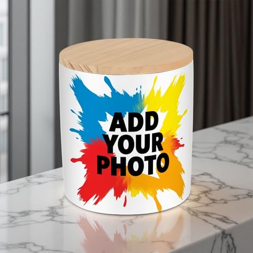 Custom-Made Personalized Scented Candles; Supports Custom Photos and Text; Handmade Ceramic jar; 10 oz Soy Wax Candle; the Ideal Choice for Birthdays (White Tea)