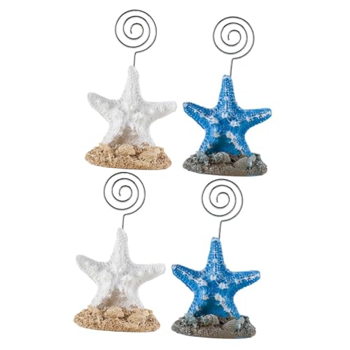 Loigohon ヒトデノートホルダー 4個セット ? 沿岸風テーブル装飾 メモクランプ 写真ホルダー 卓上スタンド