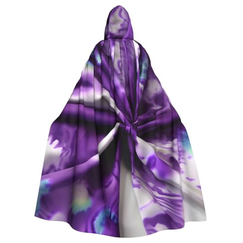 Cape de carnaval à capuche tie-dye violet pour cosplay et déguisement Halloween adulte