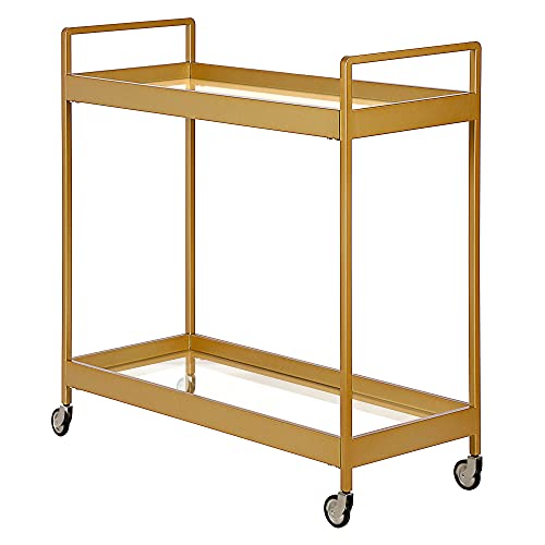 Cooper 33'' Wide Rectangular Bar Cart In Brass #TOP6