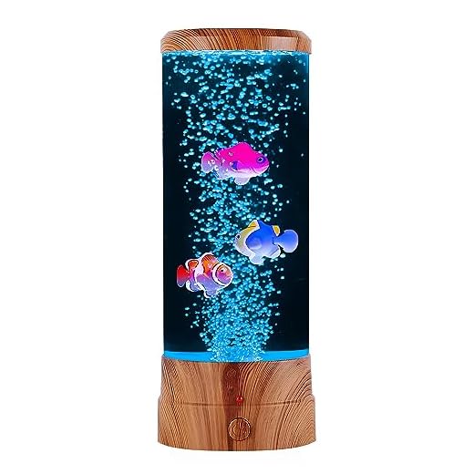 Lava Lamp, Fish Aquarium Decorative Lamp, Desktop Fantasy Bubble Lamp with Color Changing Light Effects, Fish Tank Mood Lamp with Remote Control, Birthday Christmas Gifts for Kids Adults
