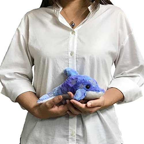 【キラキラドルフィン】 イルカ ぬいぐるみ 置物 マスコット クッション キラキラ かわいい ふわふわ プレゼント (Sサイズ, ブルー)のサムネイル