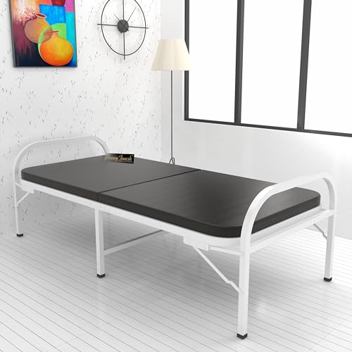 Image of Honey Touch Atlas Folding Bed Single with Double Layer Mattress | No Assembly Required | Foldable Bed for Sleeping /Guests /Rented Apartments /Bedroom (2.5ft x 6ft, White)