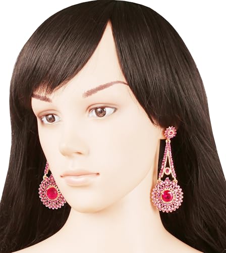 Touchstone Indian Bollywood Majestic Touch Rhinestone Victorian Theme Wedding or Evening Long Bridal Chandelier Designer Jewelry Earrings For Women.2