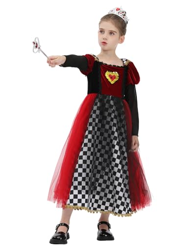 Disfraz Reina de Corazones para Niñas Rojo miniatura 6