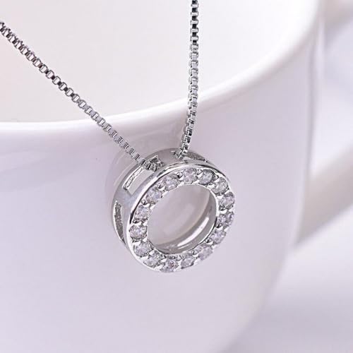 Trendy Circle Necklace with Shiny CZ Simple Stylish Wedding Party Jewelry3