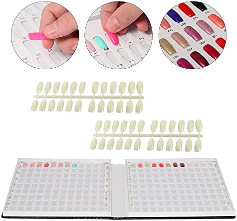 BNG Nail Color Display Book Professional 216 Colour Nail Chart, Black Nail Gel Polish Display Card Leather Book, Nail Art Salon Design Display Booklet 240 Pcs False Nails Tips