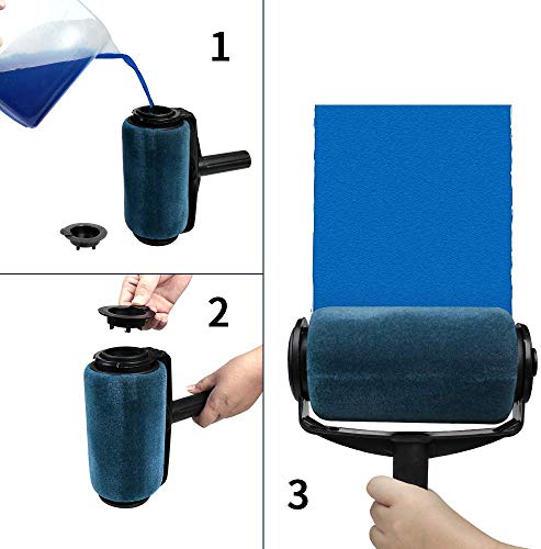 Paint Roller Kit with Sticks Ceiling Wall Painting Brushes Roller Runner Decorating Tools House Painting Supplies Paint Roller Brush Set (6pcs) - Thumbnail 5