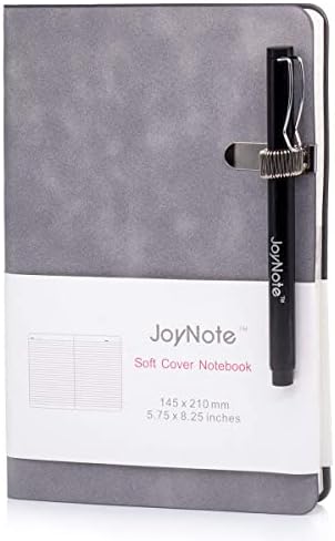 JoyNote Journal Notebooks, A5 College Ruled Journal with Pen Holder, Thick Paper Soft Cover Notebook, 96 Sheets/192 Pages, 5.75 x 8.25 inches, Gray