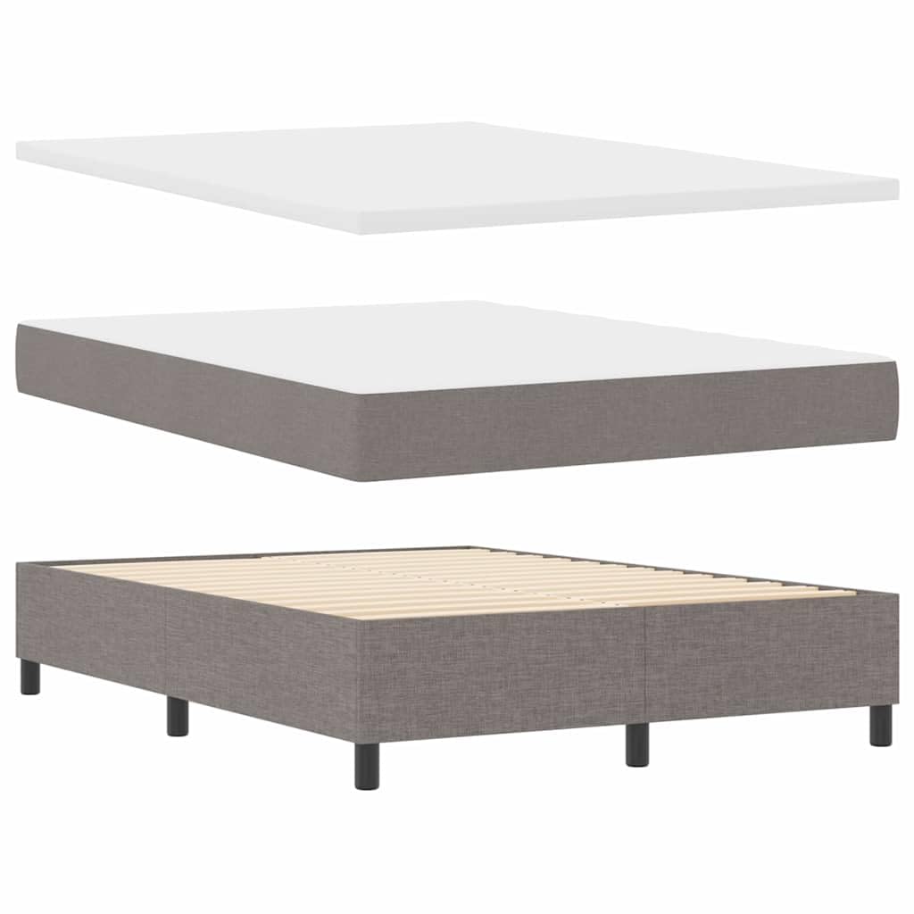 Łóżko kontynentalne z materacem taupe 140 x 200 cm, regulowany zagłówek, obicie materiałowe, rama z materiału drewnopochodnego, podwójne łóżko dla spokojnego snu