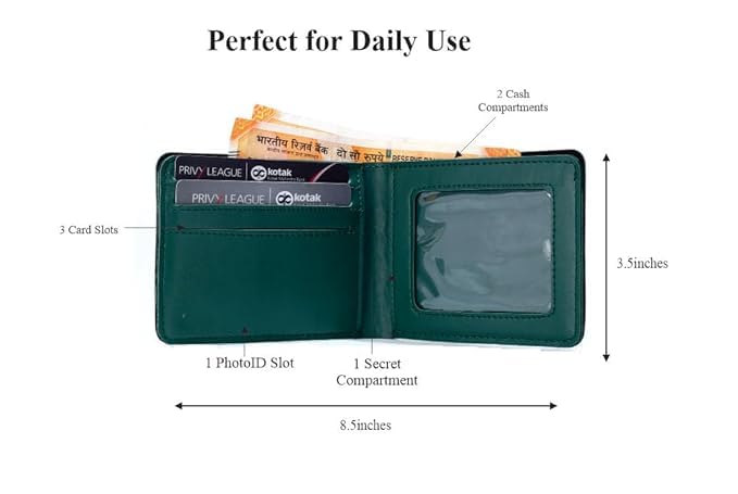 Image of Men's Vegan Leather Personalized Customised Print Wallet with Customized Name | Customizable with Name | Birthday Gift for Him (Olive Green)