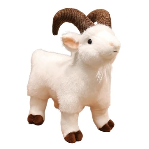 Image of JORCEDI Goat Plush Toy Realistic Sheep Stuffed Animal Pillow Cuddly Cute Standing Goat Teddy Super Soft Home Decoration Toys Gift For Kids Boys Girls (white,16cm/6.3in)