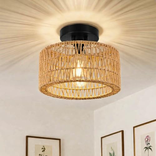 Artica Rattan Ceiling Light – Flush Mount Pendant Design | Close ...