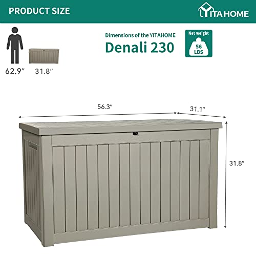 Yitahome Xxl 230 Gallon Large Outdoor Storage Deck Box For Patio Furniture, Outdoor Cushions, Garden Tools And Sports/ Pools Equipment, Weather Resistant Resin, Lockable (Taupe) #TOP6