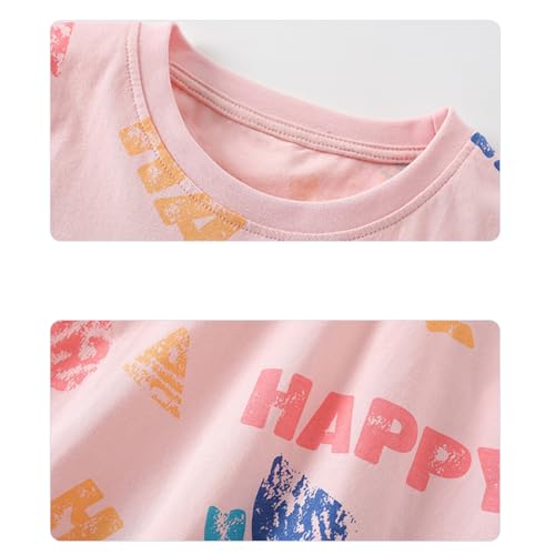 Image of Girls Summer Outfits Toddler Girl Shorts Set Cotton Casual Short Sleeve Shirt and Shorts 2-7T