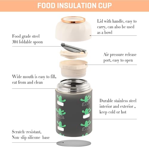Termo para comida de acero inoxidable Cacti2: tarro térmico de 500 ml con boca ancha 5