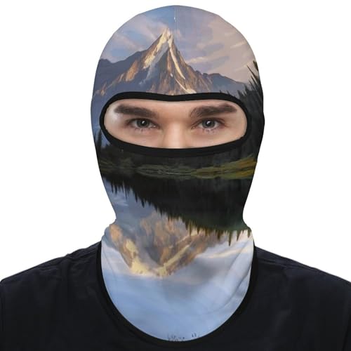 Pasamontaña para hombre y mujer con estampado de montañas y lagos, máscara facial transpirable con protección solar para senderismo, ciclismo, carrera y conducción