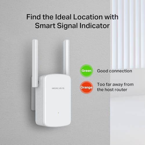 Image of MERCUSYS ME12 WiFi Extender Booster, 2 External Antennas WiFi Booster, APP Control WiFi Extender,TP-Link WiFi Repeater Works with Any Router or Wireless Access Point,Plug and Play,Signal Indicator