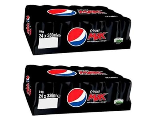 Pepsi Max - Zero Sugar Cola Drink 330ml Cans (Pack of 48) | Sugar-Free Carbonated Soft Drink | Refreshing Pepsi Taste