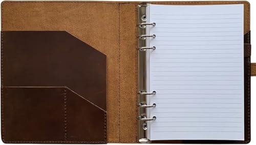 newestor Nachfüllbares Lederjournal mit liniertem Papier, A5 Lederbinder mit 100 Blatt linierten Seiten, dunkelbraun