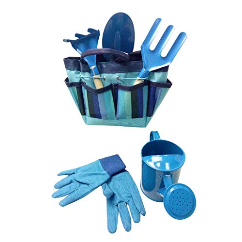 Preisvergleich Produktbild DBWIN Gartengeräte für Kinder, Kinder Gartengeräte-Set, 6 PCS Kinder Gartenwerkzeug Spielzeug, Gießkanne, Gartenhandschuhe, Schaufel, Rechen, Kelle, Gartenzehen-Tasche
