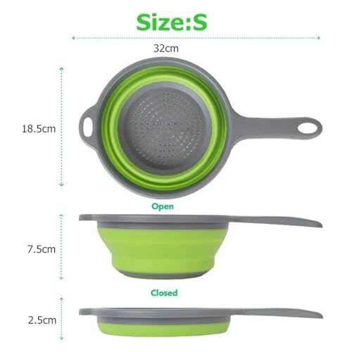 Passoire pliante de cuisine verte petite taille égouttoir rétractable - 4