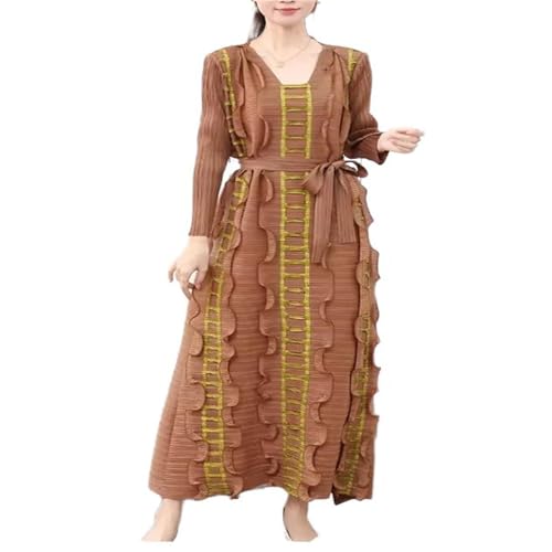 Robe en V pour femmes avec jupe longue fluide et coupe affinante GUOYUXIAO