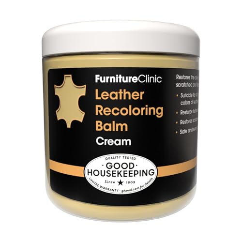 The Original Leather Recoloring Balm by Furniture Clinic - Cream Leather Dye for Furniture, Couches & Car Seats - Restore Scratched, Faded, & Damaged Surfaces