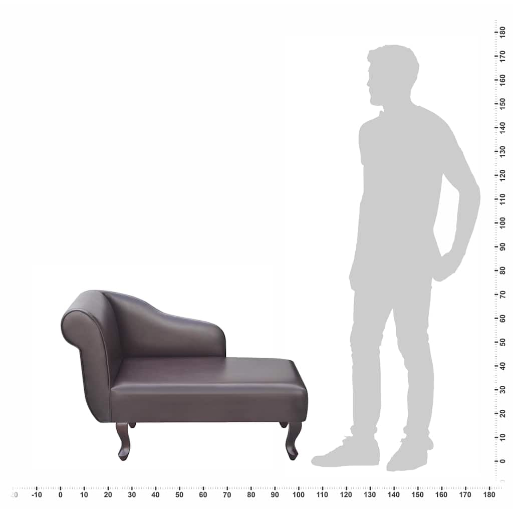 Chaiselongue Braun Kunstleder Gepolstert Holzfüße 110 kg