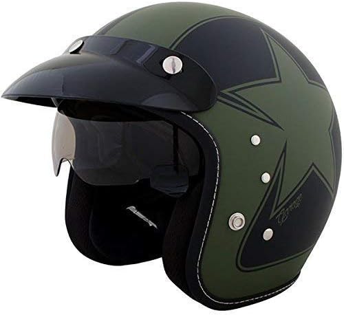 Duchinni D501 Open Face Retro Motorcycle Helmet Green Black (X Large)