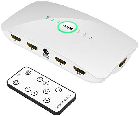 YIBAI HDMI Switch, 4K@60Hz 5 Port HDMI Switcher with IR Wireless Remote Supports HDMI 2.0,HDCP 2.2, HDR,CEC, UHD, Full HD/3D, 5x1 HDMI Switch Box Hub for Blu-ray Players,PS4, and More.