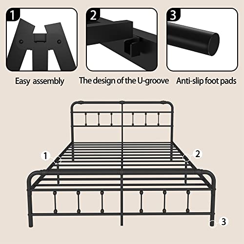 Ponsalion California-King-Bed-Frame With-Headboard And-Footboard Set - Platform Bed Frame Cal-King Size,16 Inches High,No Box Spring Needed,Easy To Assemble(Black) #TOP4