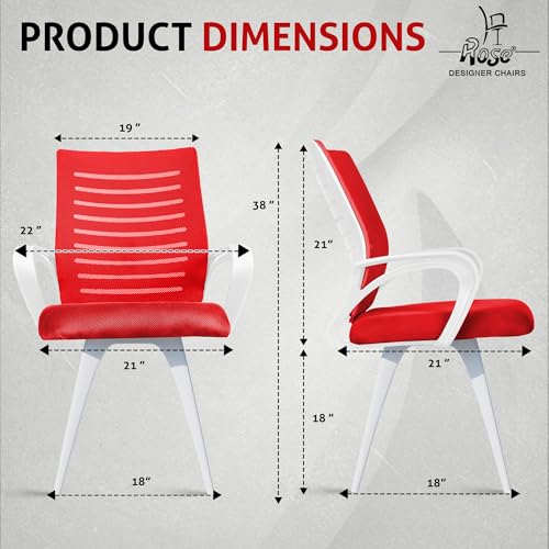 Image of ROSE Elite | 3 Years Brand Warranty | Ergonomic Office Chair, Study, WFH, Revolving, Rolling, Desk, Task, Laptop, Student Chair (White & Red, Elite MB Reception)