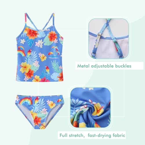 Image of Girls Two Piece Tankini Swimsuits Rainbow Striped Bathing Suit Swim Suit