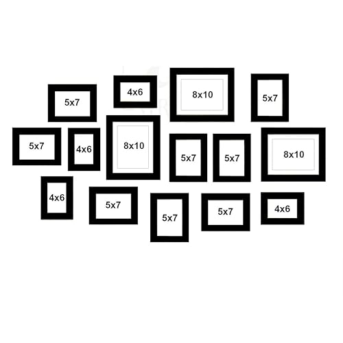 Image of Art Street Set of 15 Premium 3D Wall Photo Frames Sumptuous Memories Theme Individual Fiber Wood Photo Frames (Color - Cave Dark Brown, Size - 8x10, 5x7, 4x6 Inchs)