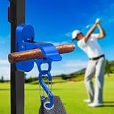 Magnetic Golf Holder Clip for Golf Cart with Hook Design, Aluminum Alloy Golf Cart Hold with Secure Grip & Hook & Loop Strap, Golf Cart Accessories, Ideal Golf Gifts for Men - Blue