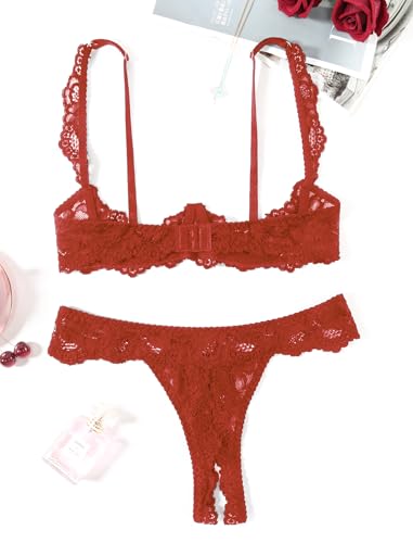 Image of Avidlove Sexy Lingerie Set for Women Lace Bra and Panty Sets Underwire Push Up Lace Lingerie Set XS-XXL