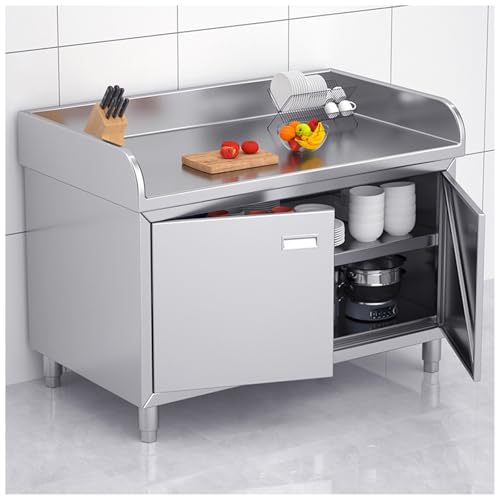Generisch Edelstahl Arbeitstisch mit Aufbewahrungsschrank 100cm