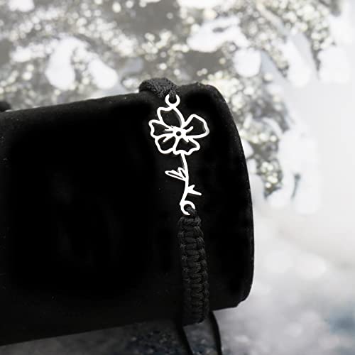 12 Months Birth Flower Braided Rope Bracelet Gift for Her4