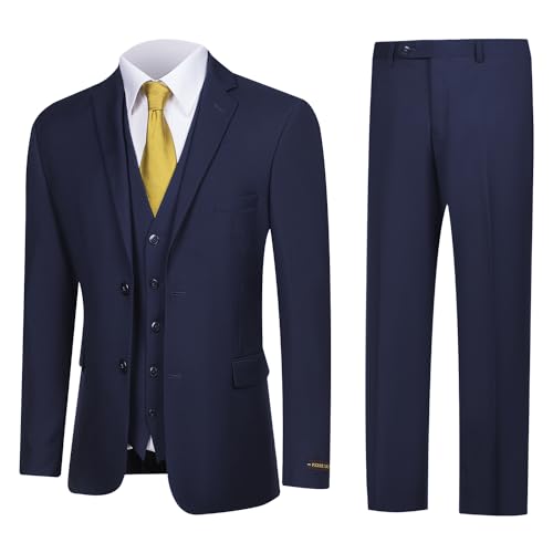 Men's 3 Piece Suit Slim Fit - Single Breasted Two Buttons Solid Business Wedding Suit Jacket Vest Pants Set