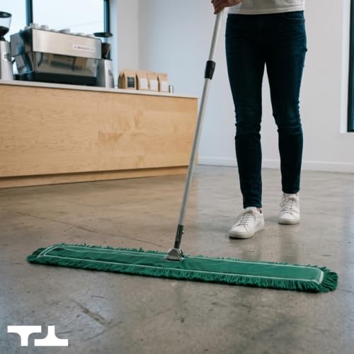 Image of 24 Inch Green Commercial Dust Mop & Floor Sweeper with Extendable Handle - Mop for Hardwood, Tile, and Concrete Floor Cleaning