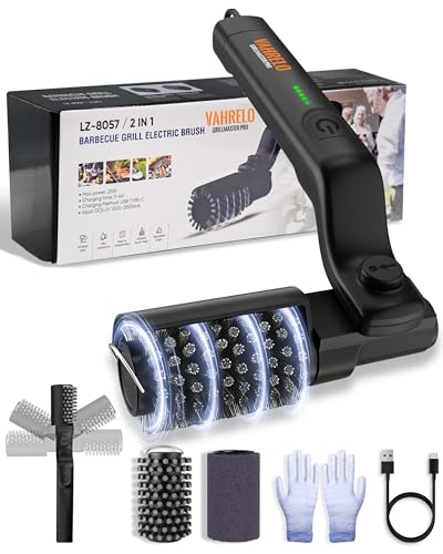 Vahrelo Grillmaster Pro Electric Grill Brush 3-Speed & Angle Adjust Rotary BBQ Grills Cleaning Brush for Burnt-On Grease & BBQ Grates 20kg Max Torque Heavyduty Steel Bristles(Grill Brush)