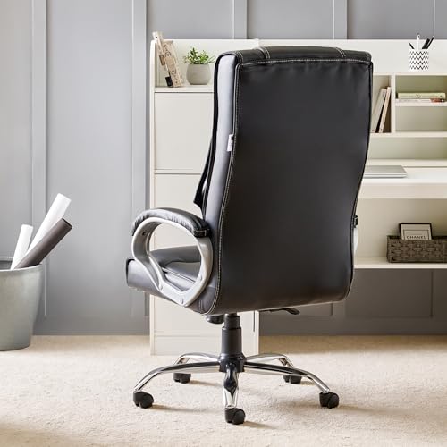 Image of Home Centre | Zuby | Faux Leather | High Back | Metal | Study and Office Chairs | Black | 1 Year Warranty